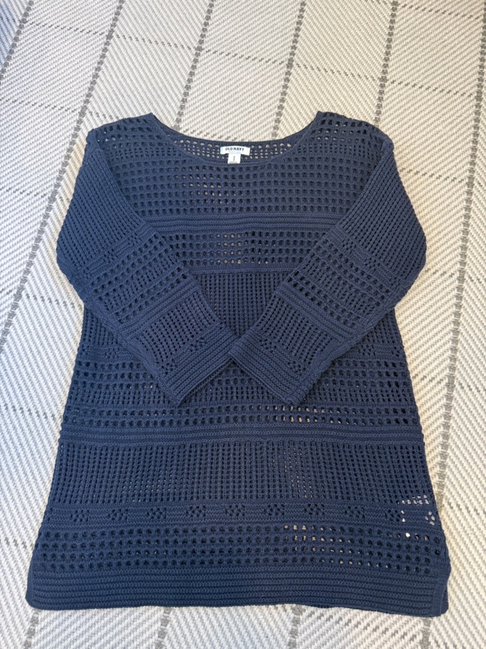 Old Navy Navy Crochet Openwork Sweater